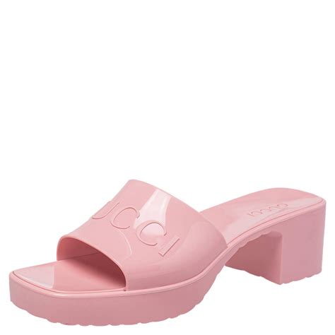 gucci pink rubber heels|Gucci heels size 10.